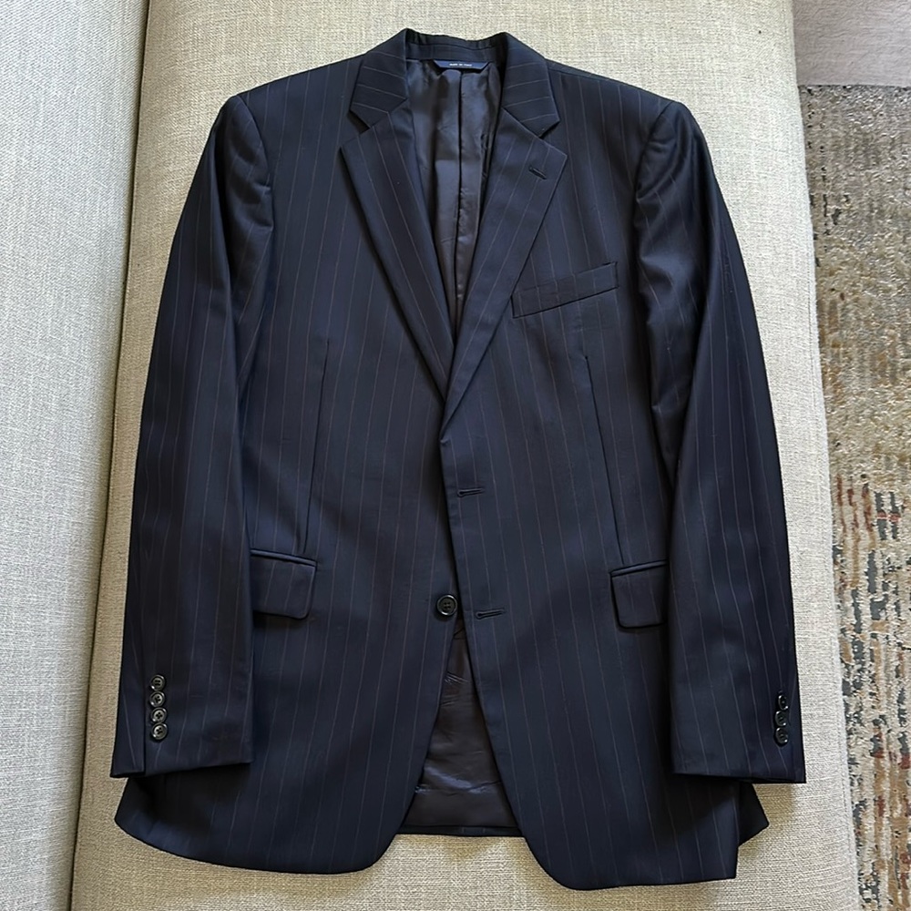 Brooks Brothers Navy Pin-Striped Suit — 42L/36